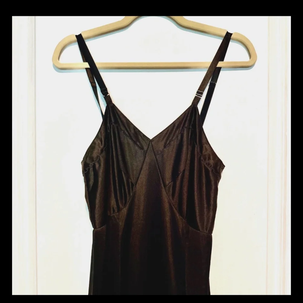 Vintage Sears Black Full Dress Slip Size 34 Tall Adjustable Straps - Picture 2 of 11